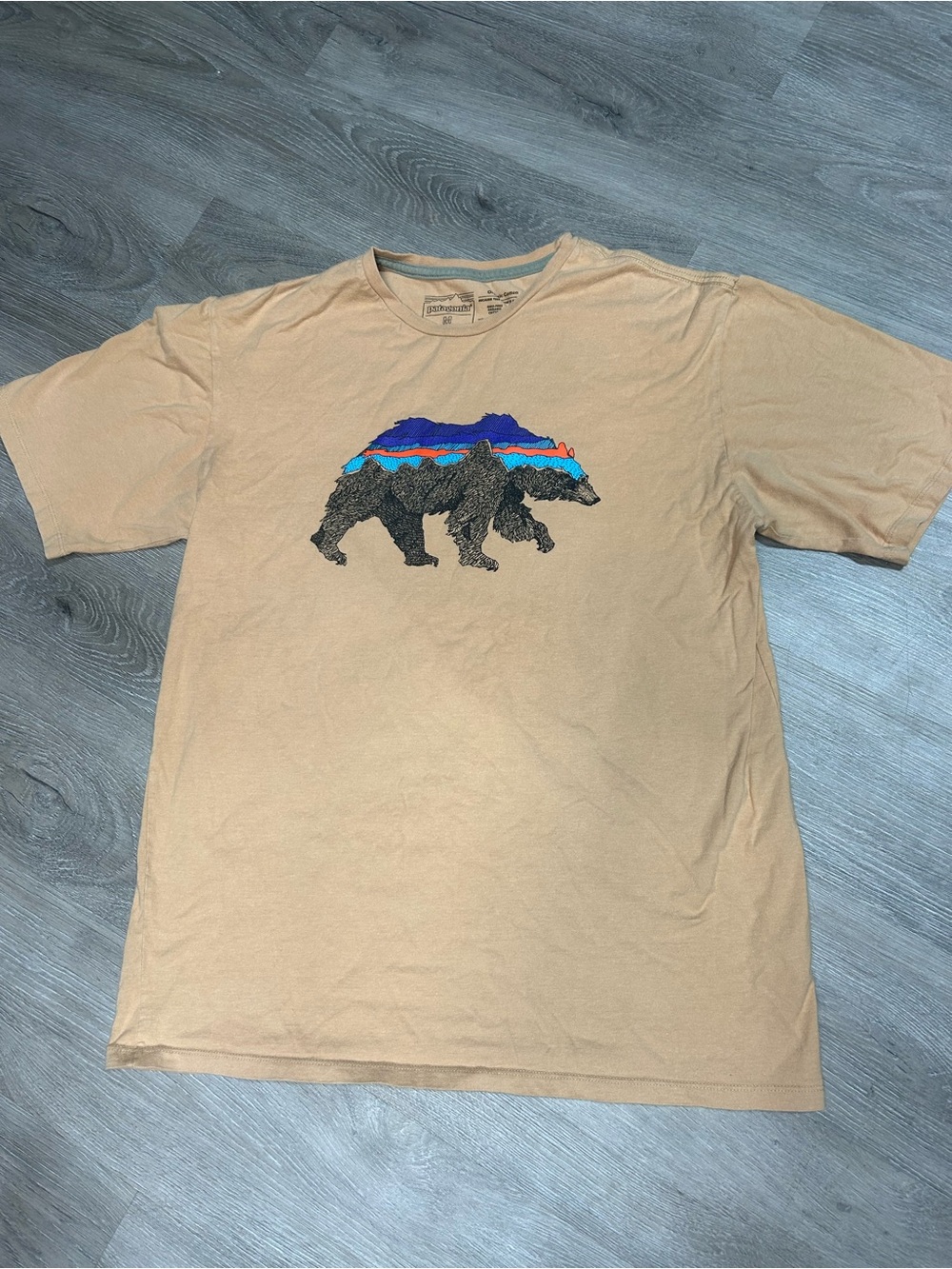Patagonia men’s tan shirt or paty bear Sz M organic cotton